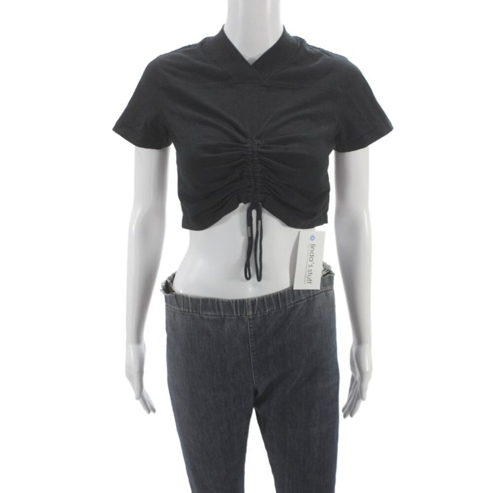 Alexander Wang Womens Cropped Mockneck Short Sleeve Black T-Shirt Size XS